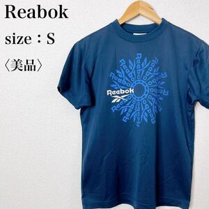 【美品】Reabok リーボック クラシック スポーツウェア ビッグプリント 半袖Tシャツ ストレッチ 着心地 快適 トレーニング ランニング ほ03