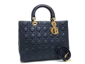 1円 ■極美品■ ChristianDior クリスチャンディオール レディディオール カナージュ レザー 2WAY ハンドバッグ ショルダー BI6819