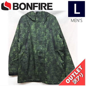 【OUTLET】 BONFIRE STATIC INS JKT カラー:GREEN WATERCOLOR Lサイズ メンズ スノーボード スキー ジャケット JACKET アウトレット