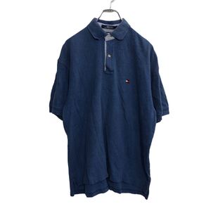 TOMMY HILFIGER 半袖 ポロシャツ Mサイズ トミーヒルフィガー ネイビー メキシコ製 古着卸 アメリカ仕入 t2207-3787