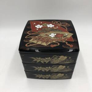 【 重箱 三段重 】 松竹梅 金彩 漆器/漆芸/漆塗り 朱色/赤色/黒色 伝統工芸/工芸品 野点/お花見/アウトドア 縁起物