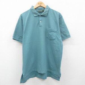 XL/古着 エルエルビーン LLBEAN 半袖 ブランド ポロ シャツ メンズ 90s 胸ポケット付き 大きいサイズ コットン 青緑系 24apr06 中古 ト