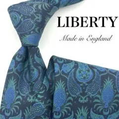 【極美品】LIBERTY ネクタイ ネイビー 紺 ブルー グリーン ペイズリー