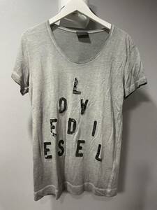 ディーゼルdiesel 半袖TシャツカットソーグレーLOVEロゴトップス