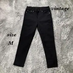 vintage (M) 黒パンツ ウエストゴム スキニー レディース 楽チン