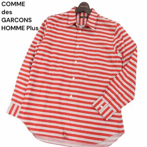 AD2004★ COMME des GARCONS HOMME Plus コムデギャルソン オム プリュス 長袖 ボーダー シャツ Sz.F　メンズ 赤　I3T01139_9#C