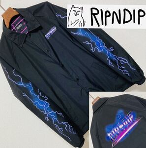 RIPNDIP コーチジャケット　ナイロンジャケット　Thunderbolt 稲妻　ブラック XLサイズ リップンディップ