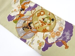 ys7121508; 宗sou 鼓に鼓胴・花・宝尽くし模様刺繍丸帯（材料）【アンティーク】【着】