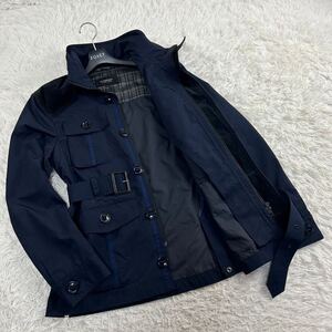 【未使用級/希少L/2way】BURBERRY BLACK LABEL バーバリーブラックレーベル ミリタリージャケット コーデュロイ切替 ベルト ロゴプレート