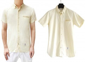 定価1.8万 BEDWIN S/S B.D OX RAGLAN SHIRT “BRIAN” YELLOW 1 イエロー オックスフォード 半袖 シャツ ※レターパック発送