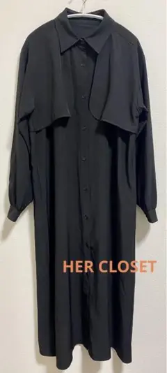 HER CLOSET shemoshelly デザインケープシャツワンピース 黒