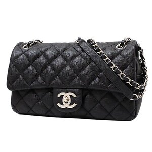 【送料無料】【本物】注目★CHANEL★シャネル★チェーンショルダーバック★ブラック★キャビアスキン★マトラッセ★ダブルチェーン★女性★