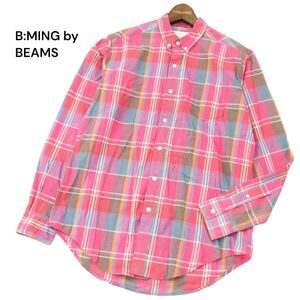 B:MING by BEAMS ビームス 通年★ 長袖 ボタンダウン チェック シャツ Sz.S　メンズ　A4T02739_3#C