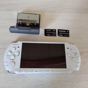 ◯PSP「プレイステーション・ポータブル」 パール・ホワイト(PSP-3000PW)　ワンセグチューナー　メモリースティック　4GB　8GB◯