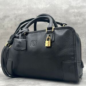 1円〜【美品】ロエベ LOEWE ショルダーバッグ ハンドバッグ 2way ブラック 黒 金具 ゴールド アナグラム レディース 保存袋付き