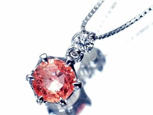 1円～【ジュエリー極】天然パパラチァサファイア0.589ct&天然ダイヤ0.040ct 高級Pt900＆Pt850ネックレス ソーティング a1173vm【送料無料】