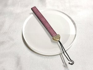 ■【YS-1】 グッチ GUCCI ■ 携帯 ストラップ ハート ■ レザー ピンク系 × ゴールド系 全長13.8cm【同梱可能商品】■D