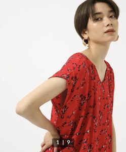 AZUL BY MOUSSY 花柄2way楊柳シフォン アズールバイマウジー RED 赤 ノースリーブブラウス S トップス