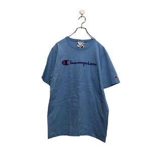 Champion 半袖 ロゴ Tシャツ M チャンピオン ライトブルー プリント シンプル クルーネック 古着卸 アメリカ仕入 a604-5511