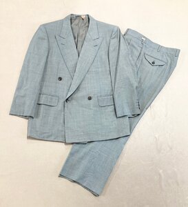 ★Vintage Burberrys バーバリーズ スーツ セットアップ ジャケット ダブル パンツ グレー系 チェック柄 ウール 三陽商会 メンズ 1.07kg★