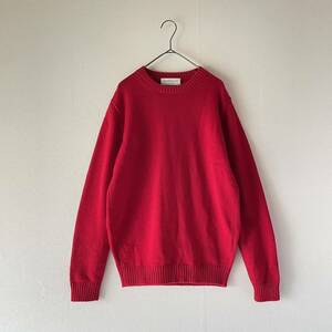 美品 TOMORROWLAND tricot トゥモローランドトリコ 毛100% ウール クルーネック ニット セーター メンズ(XS) 無地 赤 丸首