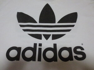 ９０’ｓ　ａｄｉｄａｓ　ＭＡＤＥ　ＩＮ　ＵＳＡ　アディダス　両面　トレフォイルプリント入り　半袖ティーシャツ　白　Ｌ　アメリカ製