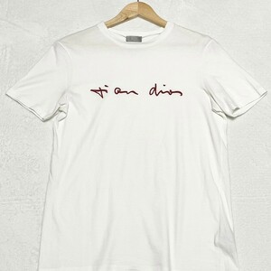 極美品/XSサイズ●Dior Homme ディオールオム クリスヴァンアッシュ サイン ロゴ エンブロイダリー 刺繍 Tシャツ カットソー 633J654W5411