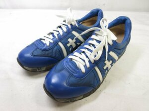 美品 【PREMIATA プレミアータ】 483 レザー×ナイロン ローカット スニーカー 紳士靴 (メンズ) size26.5～27相当 ブルー系 □30MZA6145□