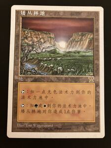 希少　5ED 低木林地　簡体字1枚　Ｖマーク　MTG プレイド　中文