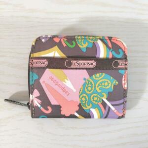 LESPORTSAC レスポートサック 二つ折り財布 レディース アンブレラ柄　お洒落　可愛い　ファッション　ブラウン　タグあり　送料無料