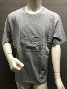 本物 新品 HYDROGEN ハイドロゲンエンボスフロントスカル半袖Tシャツ 214106 ライトグレー XL