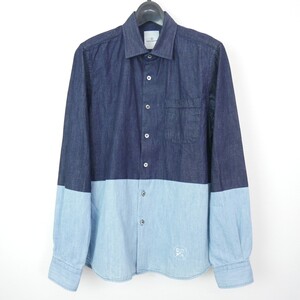 12AW 12FW uniform experiment ユニフォームエクスペリメント 2 TONE DENIM SHIRT コットン 長袖 バイカラー 切り替え デニムシャツ 2