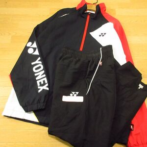 ◎使用少なめ！M 上下セット！YONEX ヨネックス HEAT CAPSULE DOUBLE◆厚手 裏起毛 ジャケット&パンツ 秋冬！◆メンズ 赤x黒◆BA1018