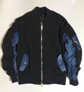 RESOUND CLOTHING David JACKET BLACK DENIM 3 L 新品 リサウンドクロージング デイビッド オーバー MA-1 デニム ブラック bomber