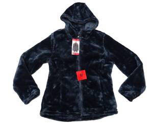 H-158-3 新品 32℃ Heat レディース フェイクファー HOODIE パーカー ふわふわ もこもこ フルジップ【M】ブラック