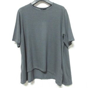 未使用 24SS pas de calais パドカレ コットンリネンウォッシャブルカットソー ショートスリーブ プルオーバー Tシャツ 36 ダークグレー