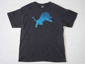 ☆送料無料☆ Majestic USA直輸入 古着 NFL DETROIT LIONS デトロイト・ライオンズ ロゴ Tシャツ メンズ XL ブラック トップス 中古 即決