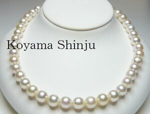 新品★小山真珠★１円～ボリューム満点！絶品カラー！特大9.5-10.0mm！あこや本真珠パールネックレス