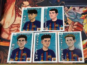 レア Topps FC Barcelona Anime - Gavi, Pedri, Lewandowski, De Jong, Ferran Torres バルセロナ アニメ