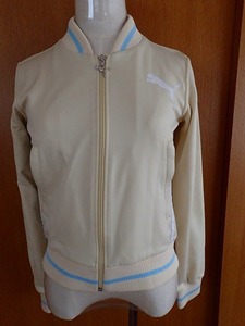 ★65a 美品 USED PUMA トラックジャケット Ｍ ベージュ 丈短め★プーマ ジャージ 上着 ジップアップ Y2Kファッション 平成 2000年 ギャル