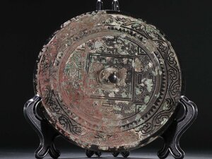 ■大成美術■館蔵珍品 青銅器 神獣紋銅鏡 （検） 漢時代 唐物 中国美術 骨董 古玩 500