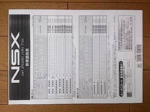☆平成10年2月・ＮＡ１/2・NSX・前期・価格表 カタログ・無　T/S