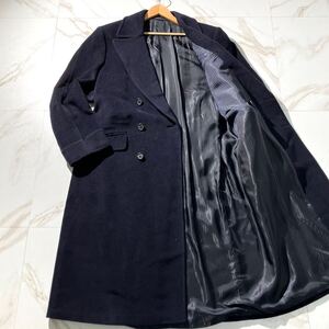 最高級・美品 【XL】Ermenegildo Zegna エルメネジルドゼニア ダブル チェスターコート ベルト付き 120cm ロング マキシ丈 ネイビー 紺色