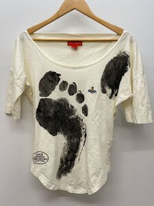 Vivienne Westwood◆Tシャツ/XS/コットン/WHT/無地/足跡/ホワイト/ワンポイントロゴ/エンブレム//