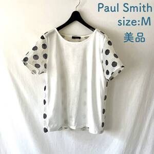 ■ 美品 ■ Paul Smith BLACK ■ ポールスミス ■ サイズM ■ ドッキングカットソー ■ ドットプリント ■ 