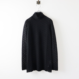 美品 マメクロゴウチ Mame Kurogouchi Knitted Lace Top ニットレーストップス 2/ブラック ハイネック カットソー【2400013897068】