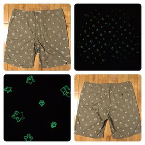 ★蓄光★ BAPESTA ハーフパンツ Mサイズ a bathing ape BAPE sta shorts エイプ ベイプ アベイシングエイプ ショーツ スター STAR w46