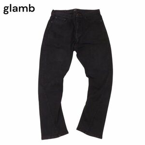 21SS★ glamb グラム 【Poly denim】 立体裁断★ ストレッチ サルエル ポリー デニム パンツ ジーンズ Sz.M　メンズ 黒　I4B00769_4#R