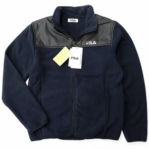 ★フィラ FILA 新品 メンズ 高品質 快適 保温 暖かい 厚手 UVCUT 両面 フリース ジャケット 紺 XLサイズ[442341-NV-LL] 一 二 参★QWER