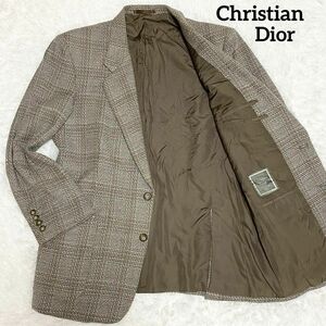 B17 Christian Dior　クリスチャンディオール　テーラードジャケット　グレー系　ブラウン系　チェック柄　AB-6表記　ツイード